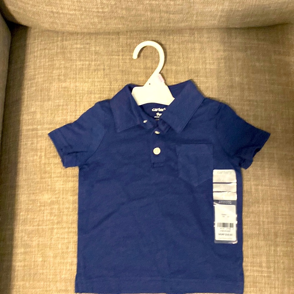 Carters 9m blue short sleeve collar shirt